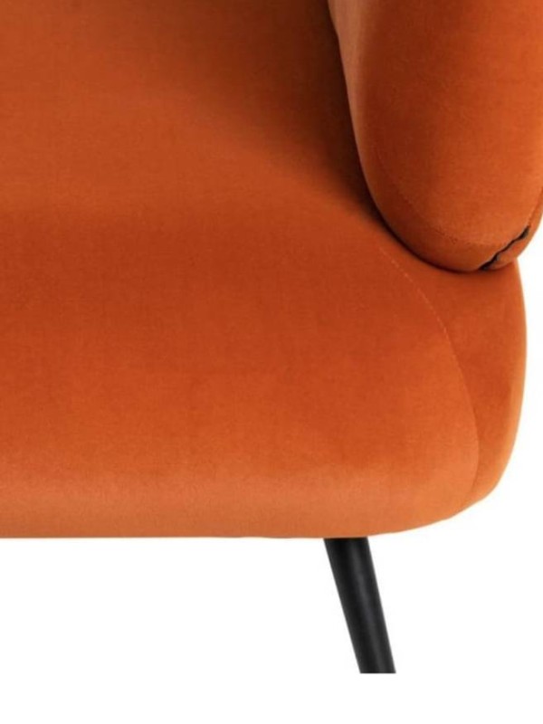 Sillón terciopelo naranja tejido-madera