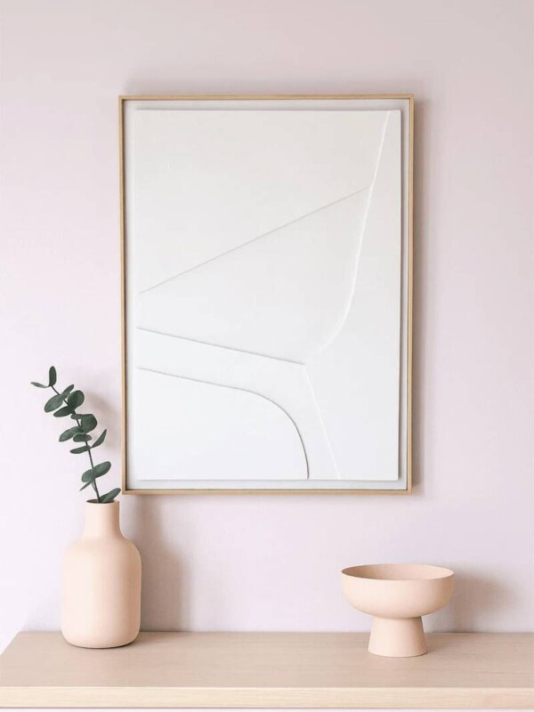 cuadro blanco decorativo con relieve