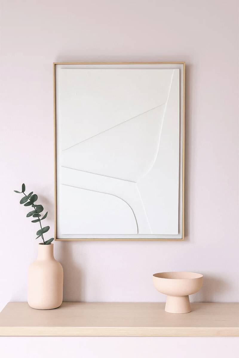 cuadro blanco decorativo con relieve