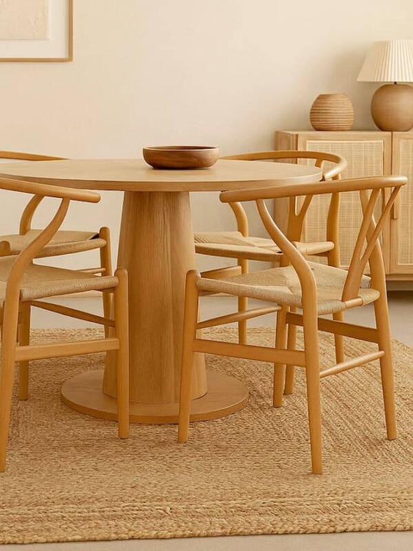 silla de madera de olmo con mimbre