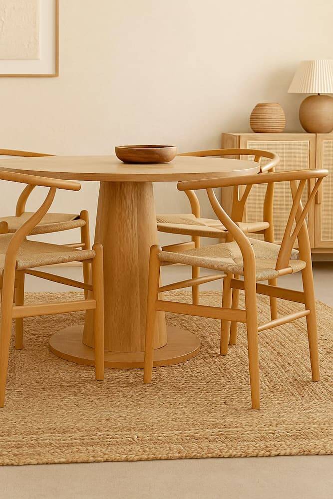 silla de madera de olmo con mimbre