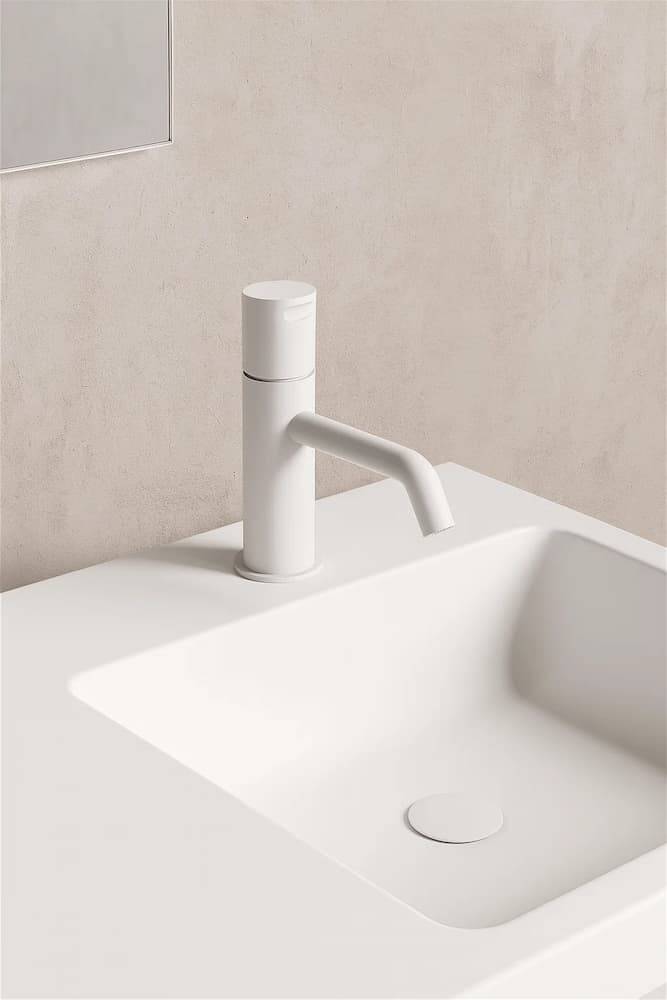 grifo blanco monomando lavabo