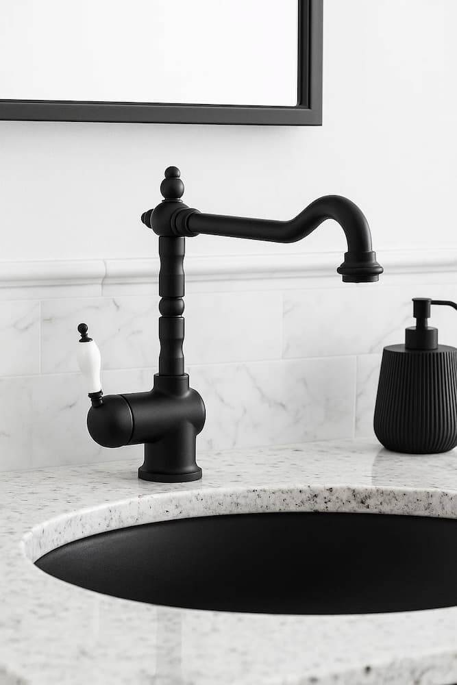 grifo lavabo negro retro