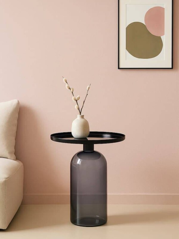 mesa auxiliar azul cristal