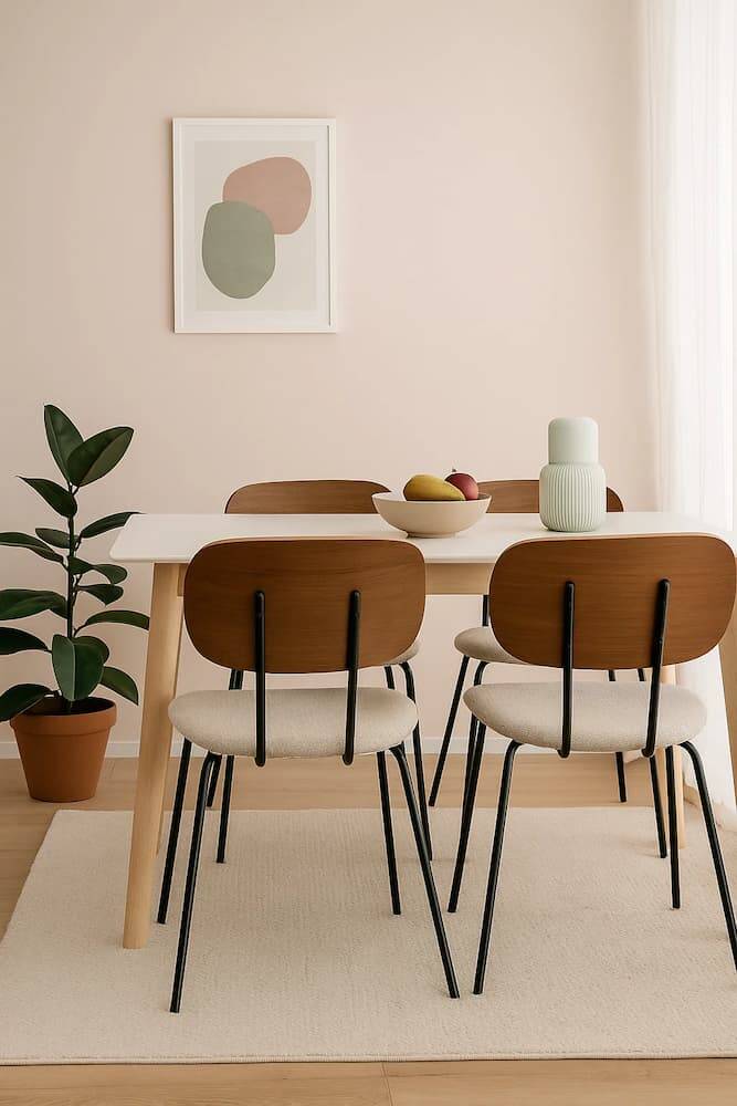 conjunto de sillas de salon de madera acolchada