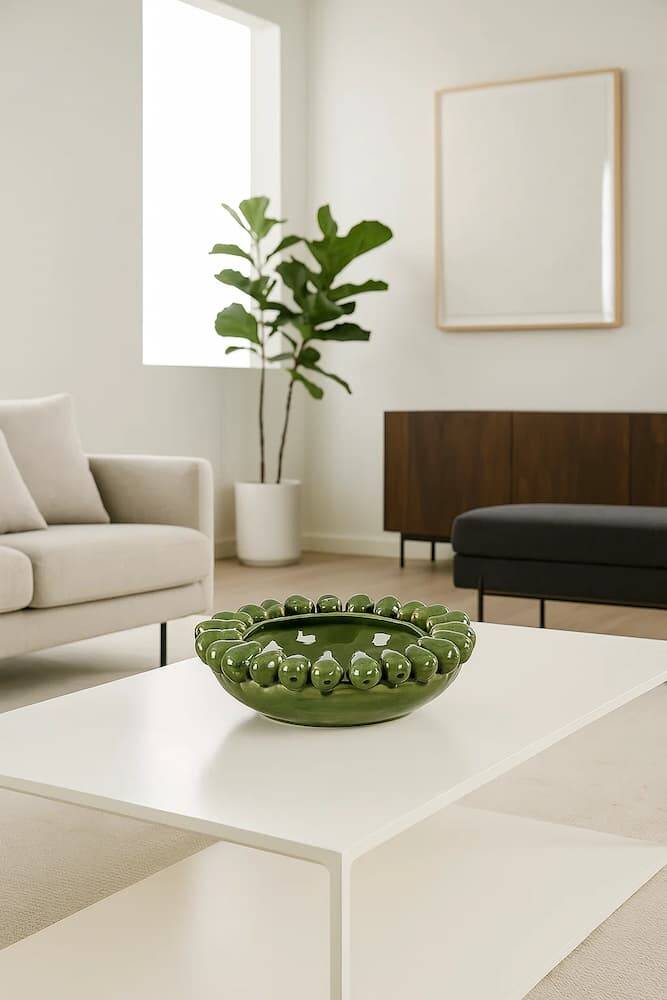 centro de mesa ceramica verde