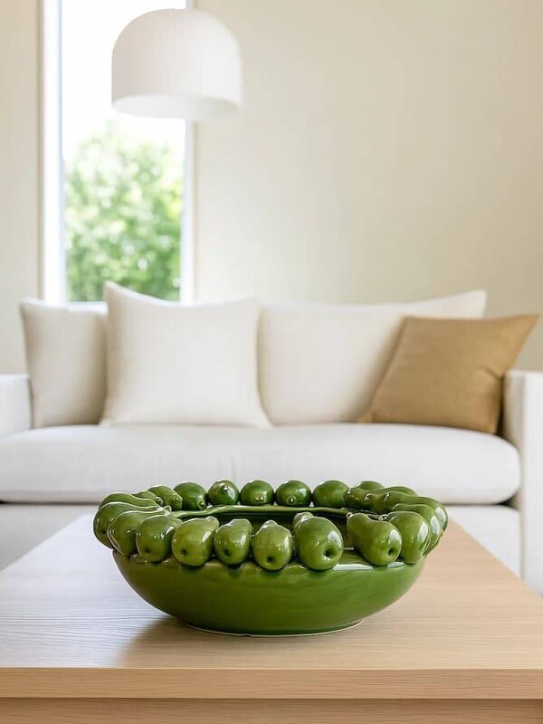 centro de mesa ceramica verde