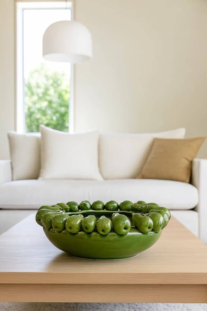 centro de mesa ceramica verde