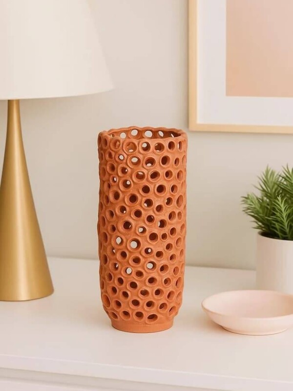 JARRÓN NARANJA CERÁMICA DECORACIÓN 24 X 23,50 X 54,50 CM