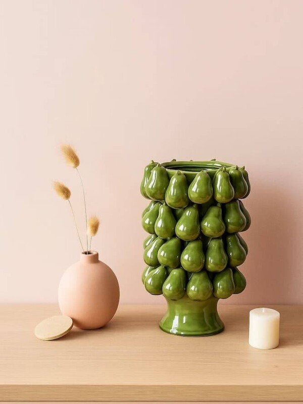 JARRÓN PERAS VERDE CERÁMICA 22 X 22 X 31,50 CM