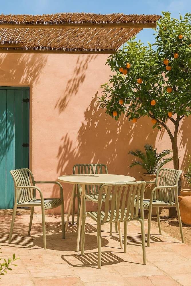 silla exterior verde con brazos