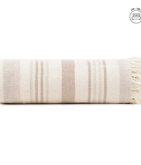 PLAID RAYAS BEIGE-MARRÓN ALGODÓN 250 X 260 CM