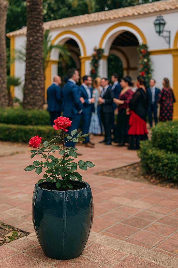 macetero decorativo pequeño azul