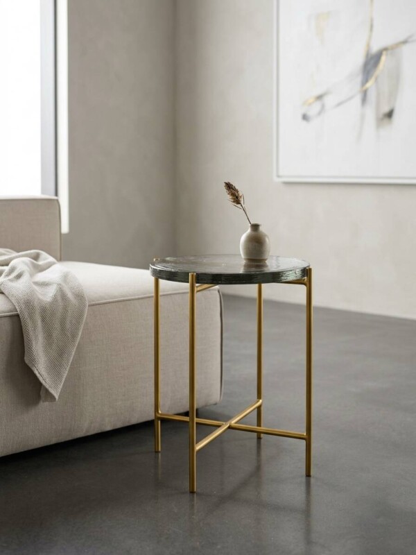 Mesita oro cristal / metal