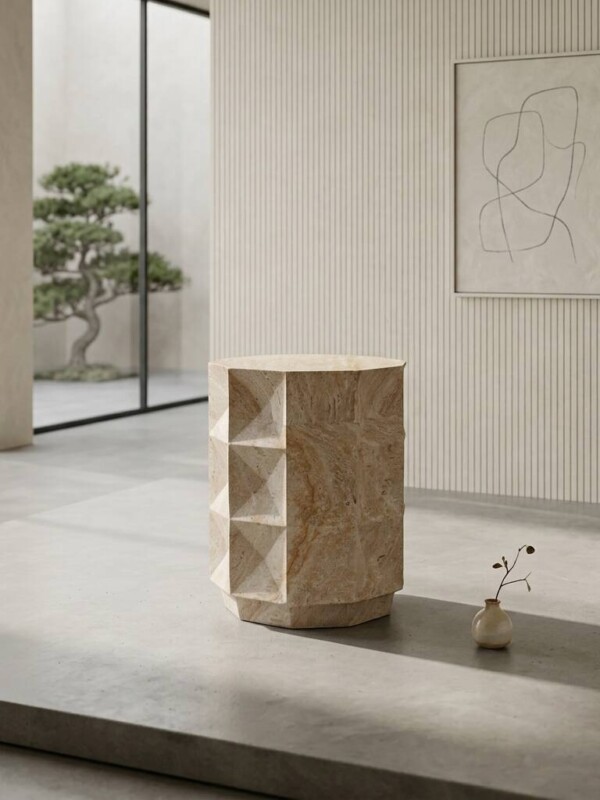 Mesa auxiliar travertino