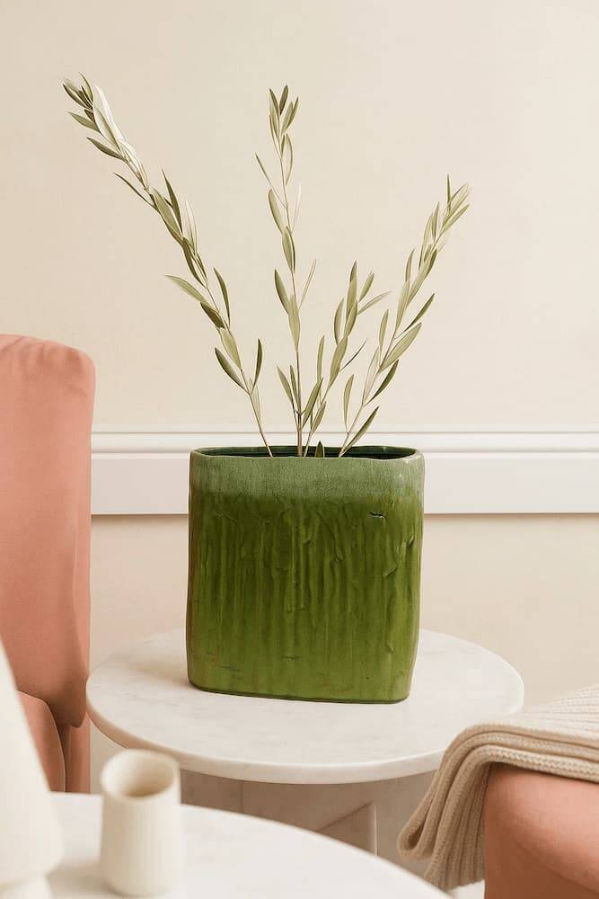 jarron verde ceramica