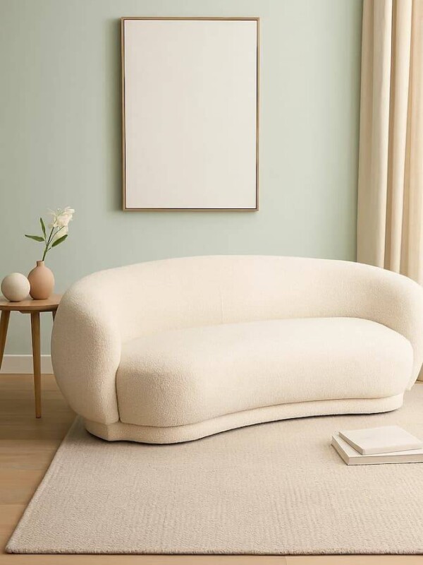 sofa beige tejido borreguito