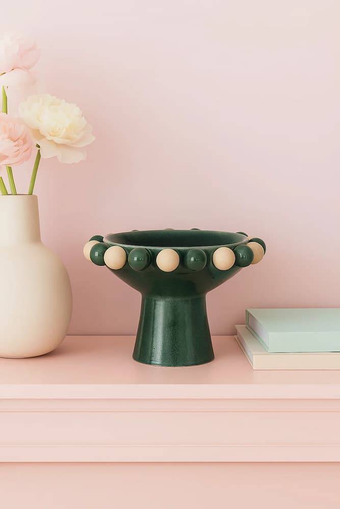 centro de mesa de ceramica verde
