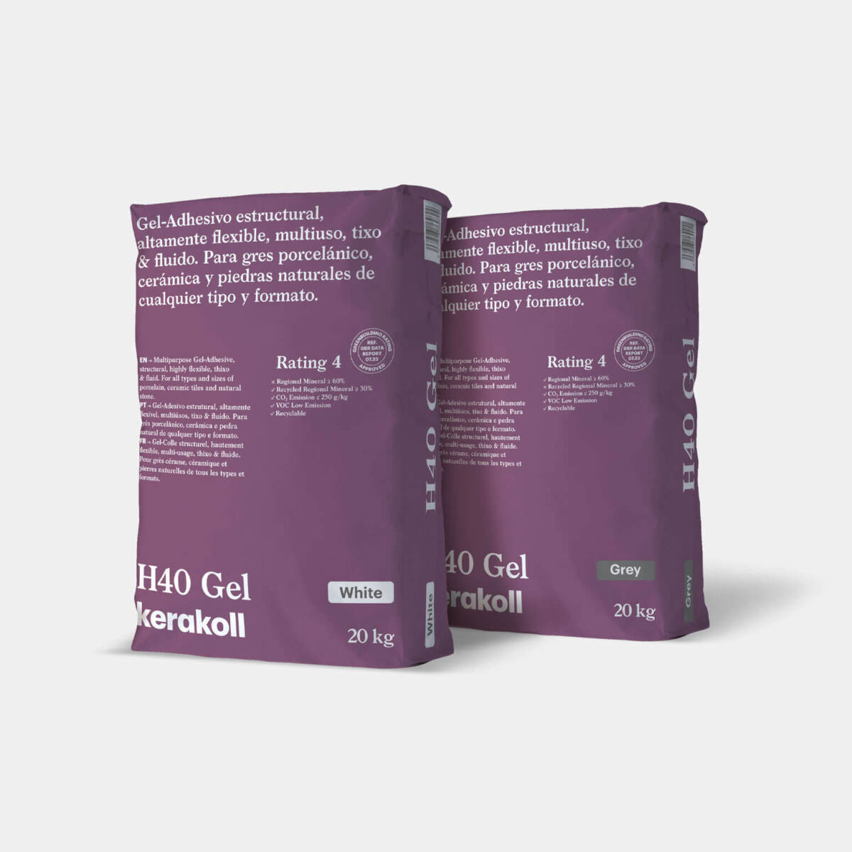 dos bolsas de K-comp-H40 gel en color morado