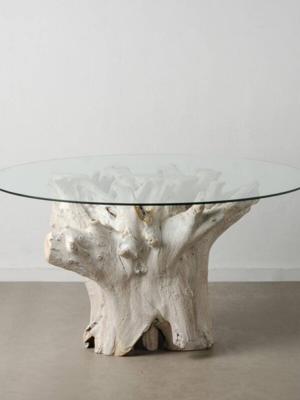 Mesa comedor blanco rozado 140x140x75