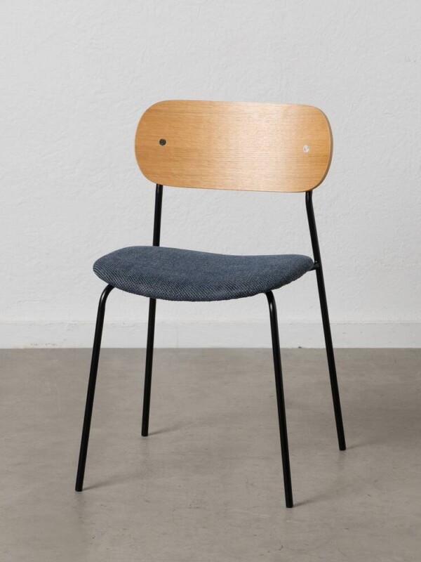 SILLA NATURAL-AZUL TEJIDO-METAL SALÓN 49 X 53 X 80 CM