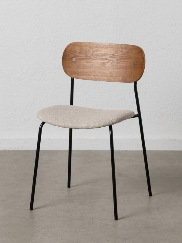 SILLA MARRÓN-CREMA TEJIDO-METAL SALÓN 49 X 53 X 80 CM