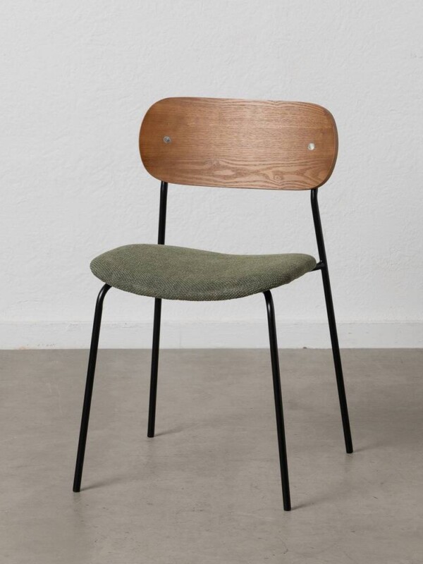 SILLA MARRÓN-VERDE TEJIDO-METAL SALÓN 49 X 53 X 80 CM