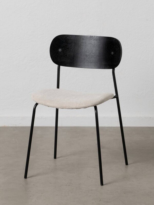 SILLA NEGRO-BLANCO TEJIDO-METAL SALÓN 49 X 53 X 80 CM
