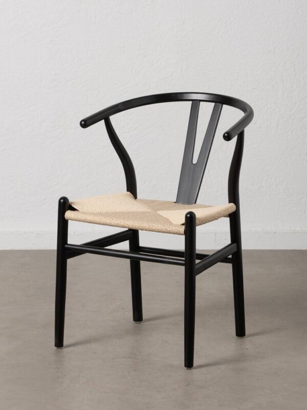 SILLA NEGRO MADERA / FIBRA SALÓN 55 X 55 X 77 CM