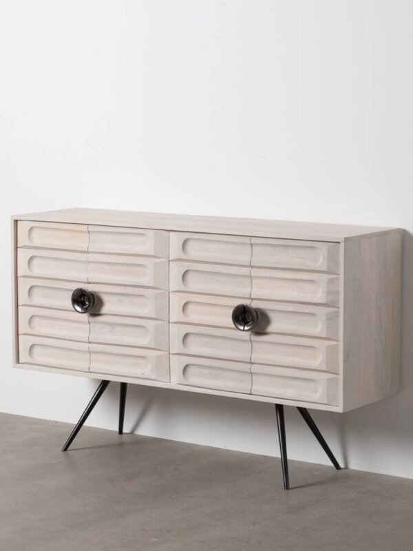 APARADOR BLANCO ROZADO MADERA DE MANGO 152 X 41 X 92 CM