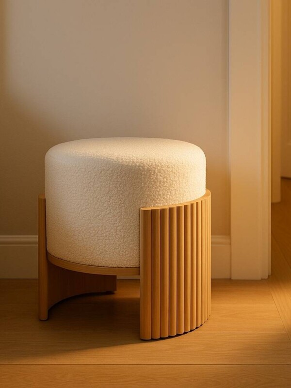 PUF BLANCO-NATURAL DM-TEJIDO 43 X 43 X 41 CM