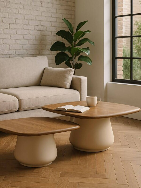 S/2 MESA CENTRO MADERA-METAL SALÓN 90 X 90 X 40 CM
