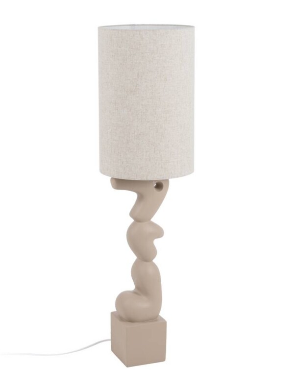 LÁMPARA SUELO BEIGE RESINA ILUMINACIÓN 35 X 35 X 128 CM