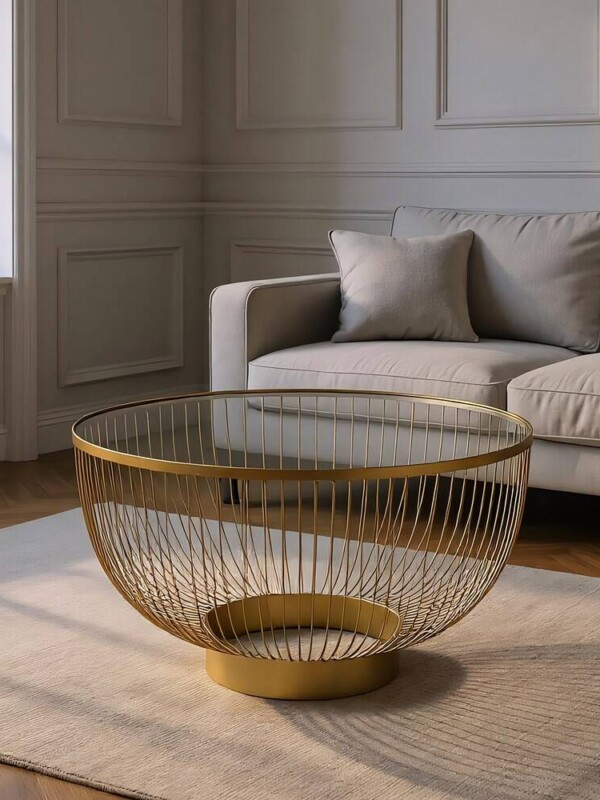 MESA CENTRO ORO METAL-CRISTAL 75 X 75 X 39,50 CM