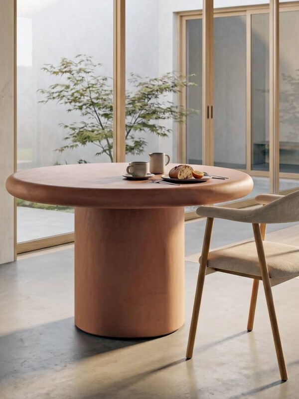 MESA COMEDOR TEJA DM-MICROCEMENTO SALÓN 120 X 120 X 76 CM