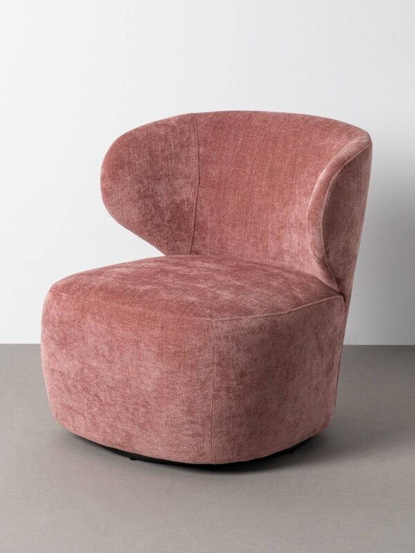 SILLÓN GIRATORIO ROSA TEJIDO-MADERA 73 X 68 X 74 CM