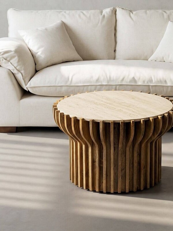 MESA CENTRO MADERA-MÁRMOL SALÓN 78,50 X 78,50 X 47 CM