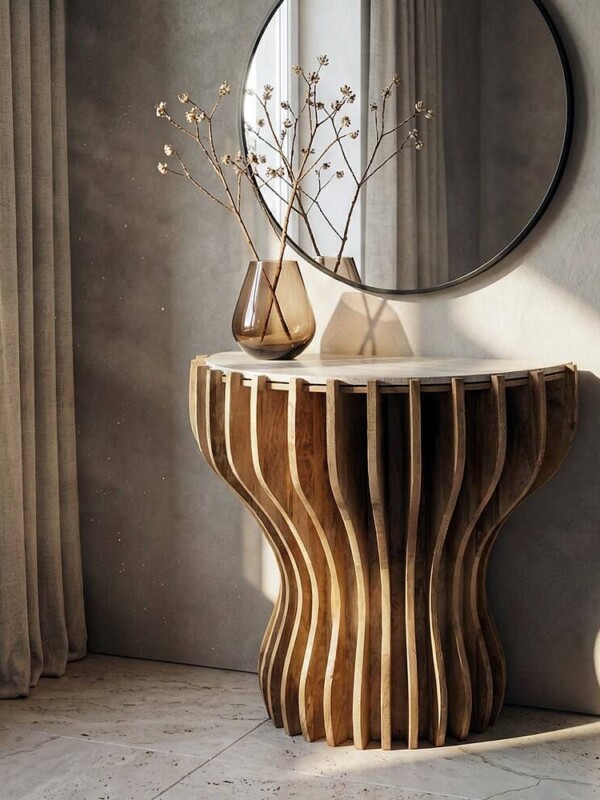 CONSOLA MADERA-MÁRMOL SALÓN 92 X 40 X 76 CM