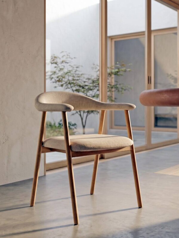SILLA BRAZOS CREMA TEJIDO-METAL CONTRACT 56 X 50,50 X 76 CM