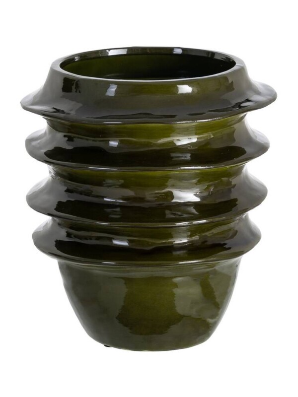 JARRÓN VERDE CERÁMICA DECORACIÓN 30 X 30 X 33 CM