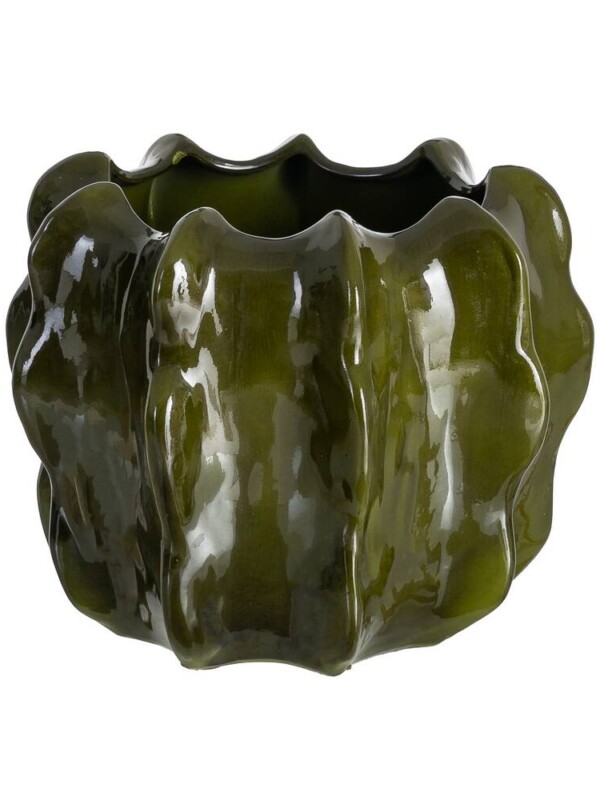 MACETERO VERDE CERÁMICA DECORACIÓN 30 X 30 X 29 CM